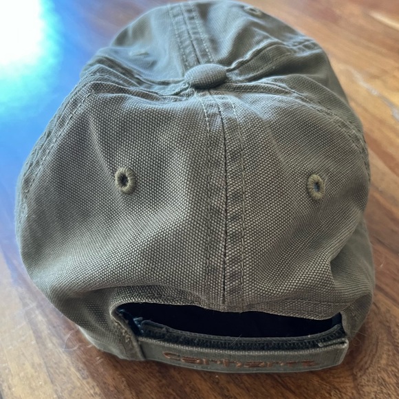 Carhartt Hat Cap Dusty Olive Canvas Outdoor Dad Workwear Hook & Loop Strapback - Picture 4 of 5